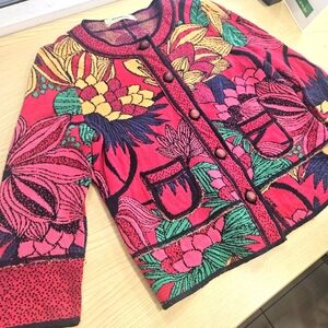 Aldomartins Floral Garden Sweater/Cardigan, Size Small